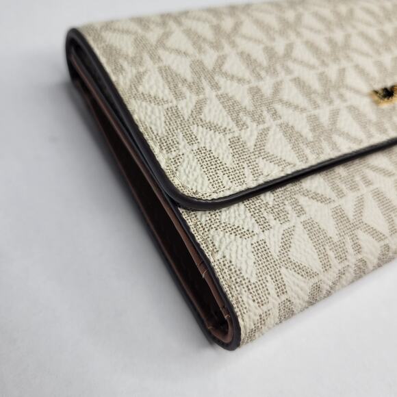 NWT Michael Kors TriFold Wallet Jet Set Travel Vanilla Brown NEW - Picture 4 of 13